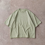 Cotton Collective Slub Vintage Sage 7.0 oz Drop Crop S/S Tee, styled flat lay