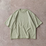 Cotton Collective Slub Vintage Sage 7.0 oz Drop Crop S/S Tee, styled flat lay