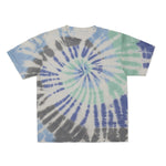 Cotton Collective Spiral Blue Gray Green Tour S/S Tee 6.0oz, flat lay