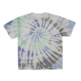 Cotton Collective Spiral Blue Gray Green Tour S/S Tee 6.0oz, flat lay
