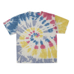 Cotton Collective Spiral Blue Red Yellow Tour S/S Tee 6.0oz, flat lay