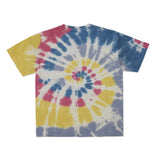 Cotton Collective Spiral Blue Red Yellow Tour S/S Tee 6.0oz, flat lay