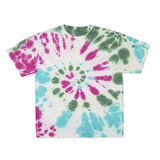 Cotton Collective Spiral Green Magenta Aqua Tour S/S Tee 6.0oz, flat lay