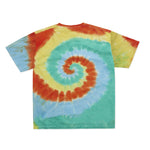 Cotton Collective Spiral Orange Yellow Green Blue Tour S/S Tee 6.0oz, flat lay