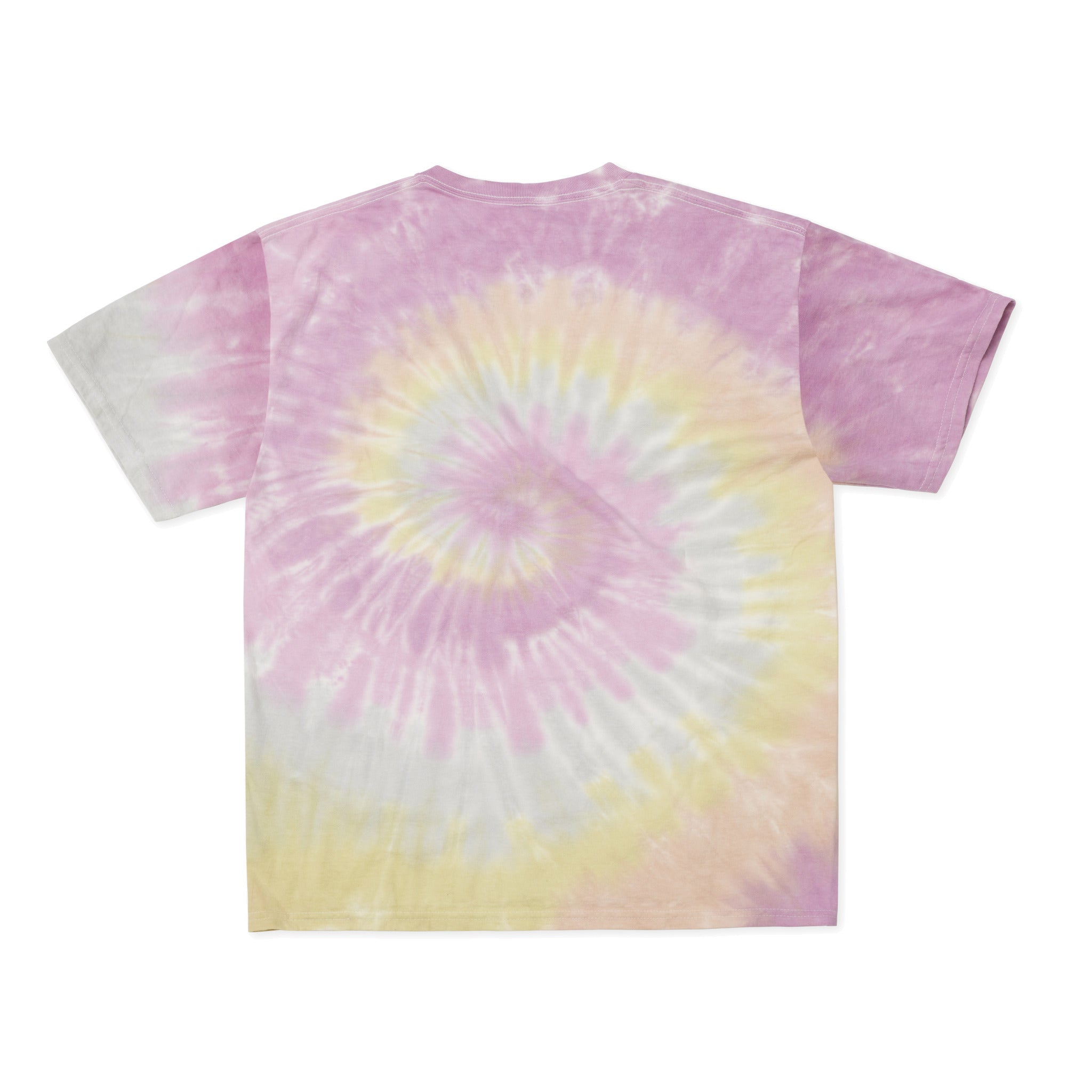 Cotton Collective Spiral Pink Yellow Tour S/S Tee 6.0oz, flat lay