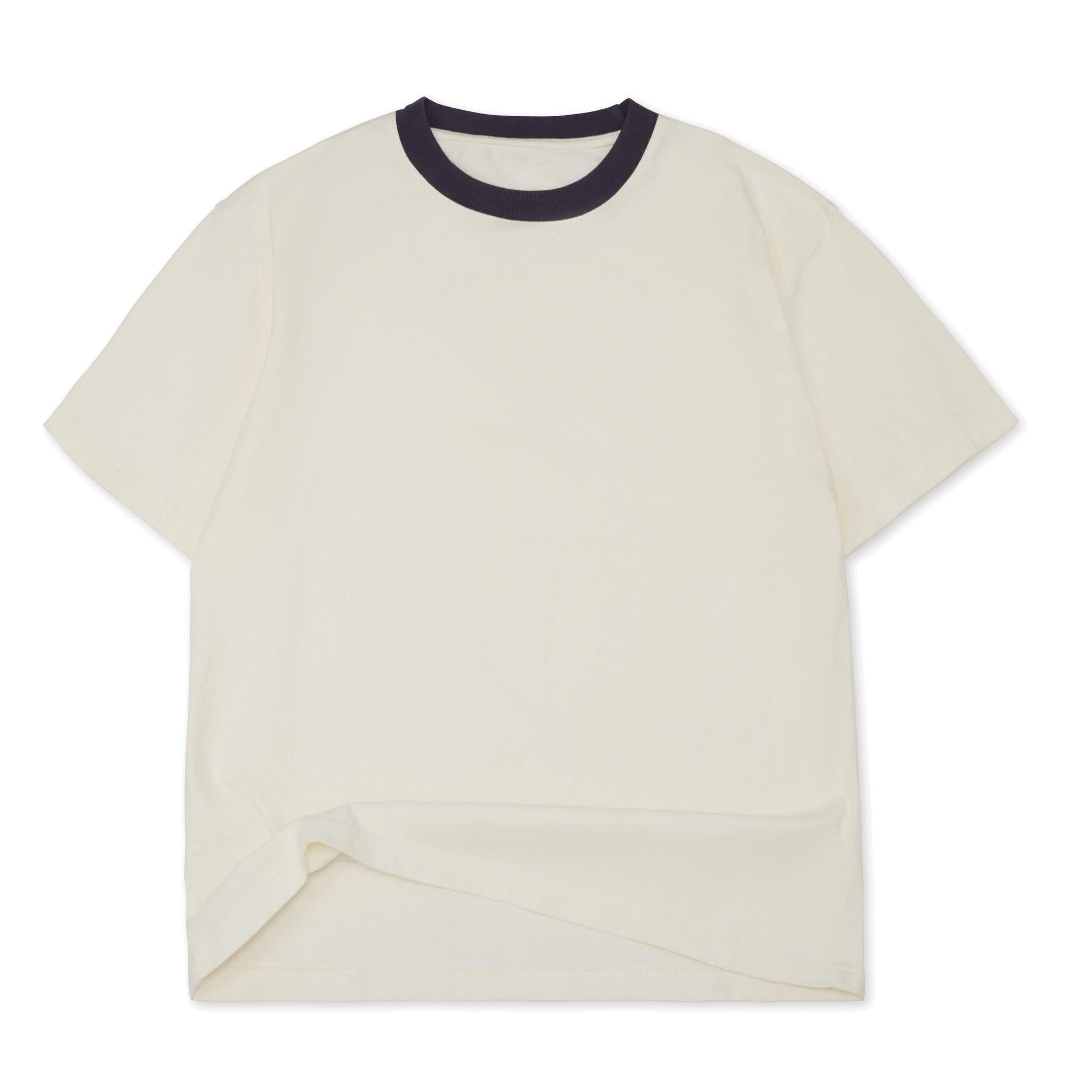 Cotton Collective Ringer Cream Navy 7.5 oz Oversized Box S/S Tee