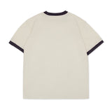 Cotton Collective Slub Cream Navy 6.5oz Daily Short Sleeve Tee Back View
