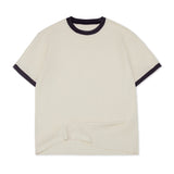 Cotton Collective Slub Cream Navy 6.5oz Daily Short Sleeve Tee