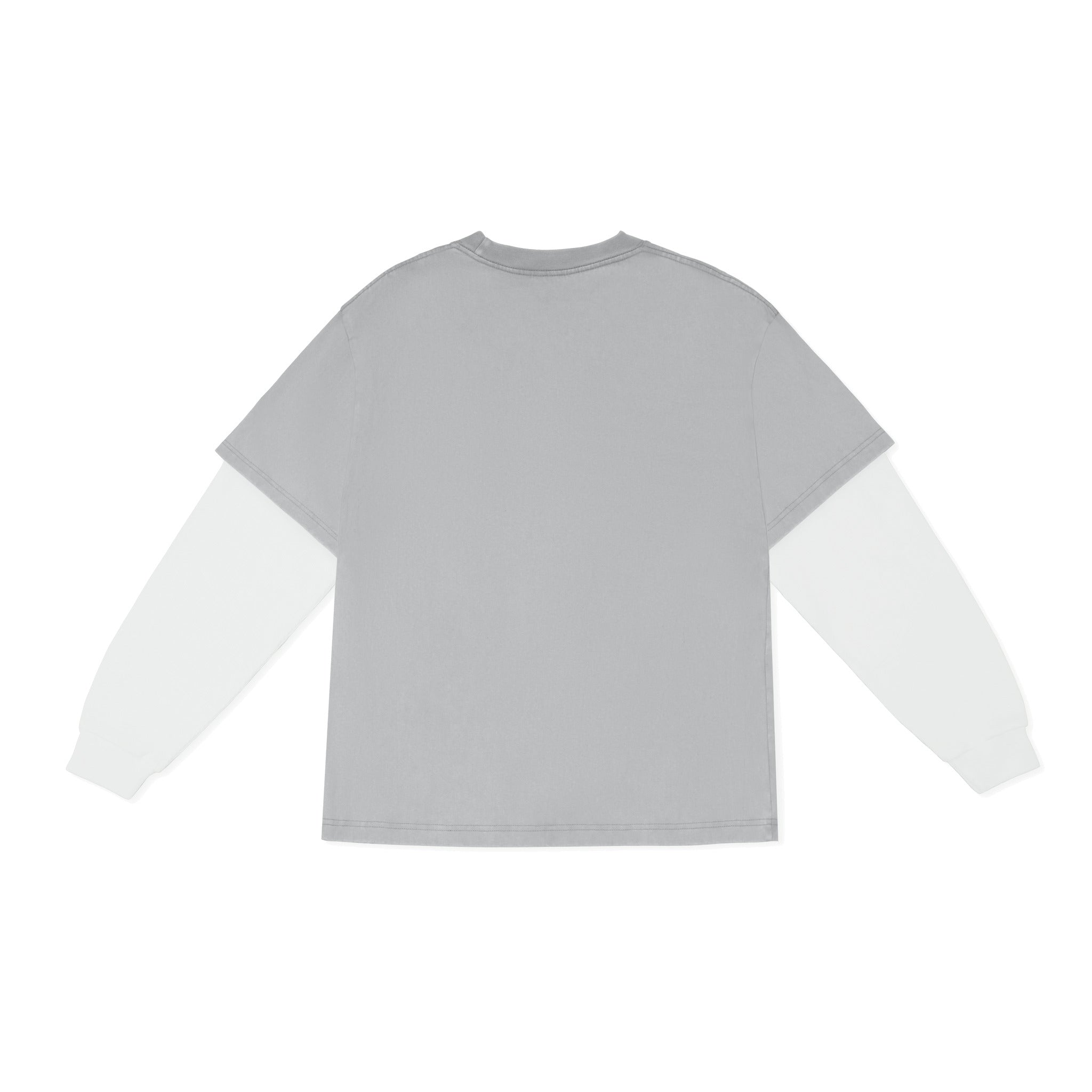 Cotton Collective In Vintage Grey White 7.5oz L/S Oversized Box Back View