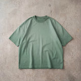 Cotton Collective Potassium Green Oversized Box S/S Tee 7.5oz, laid flat on concrete